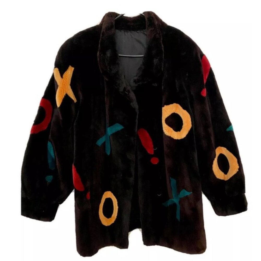 MINT Vintage 80s 90s Alfred Sung XOXO Hugs & Kisses Sheared Beaver Fur Coat M/L